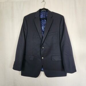 Mens Blazer-GREG NORMAN for TASSO ELBA-navy wool blend 2 button single vent-44R